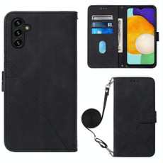 For Samsung Galaxy A34 5G Crossbody 3D Embossed Flip Leather Phone Case(Black)