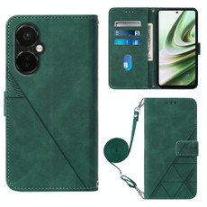 For OnePlus Nord CE3 5G Crossbody 3D Embossed Flip Leather Phone Case(Dark Green)