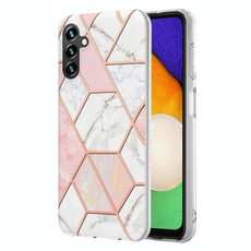 For Samsung Galaxy A54 5G Electroplating Splicing Marble TPU Phone Case(Pink White)