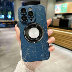 For iPhone 13 Pro Max Marble Pattern MagSafe PC Phone Case(Blue)