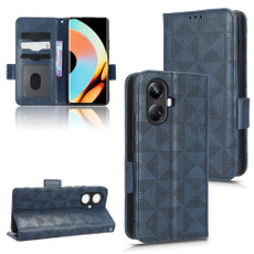 For Realme 10 Pro+ Symmetrical Triangle Leather Phone Case(Blue) For Realme 10 Pro+ Symmetrical Triangle Leather Phone Case(Blue)