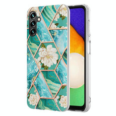 For Samsung Galaxy A54 5G Splicing Marble Flower IMD TPU Phone Case(Blue Flower) For Samsung Galaxy A54 5G Splicing Marble Flower IMD TPU Phone Case(Blue Flower)