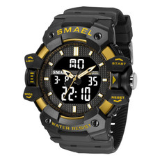 SMAEL 8080 Outdoor Sports Waterproof Multifunctional Glowing Double Dial Watch(Black Gold) SMAEL 8080 Outdoor Sports Waterproof Multifunctional Glowing Double Dial Watch(Black Gold)