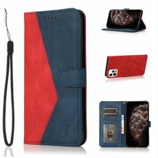 For iPhone 13 Pro Dual-color Stitching Leather Phone Case(Red Blue)