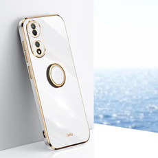 For vivo Y100 XINLI Straight Edge 6D Electroplate TPU Phone Case with Ring Holder(White) For vivo Y100 XINLI Straight Edge 6D Electroplate TPU Phone Case with Ring Holder(White)