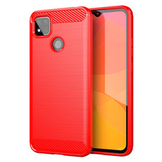 For Xiaomi Redmi 9 Activ Brushed Texture Carbon Fiber TPU Phone Case(Red)