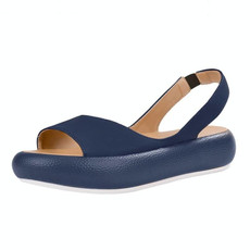 Women Fish Mouth Microfiber Elastic Band Wear-resistant Low-heel Sandals, Size: 41(Blue)