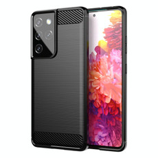 For Samsung Galaxy S21 Ultra Brushed Texture Carbon Fiber TPU Phone Case(Black)