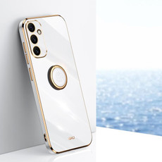 For Samsung Galaxy A34 5G XINLI Straight Edge 6D Electroplate TPU Phone Case with Ring Holder(White)
