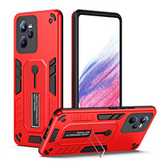 For Realme C35 Variety Brave Armor Finger Loop Holder Phone Case(Red)
