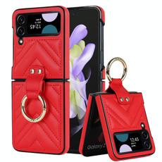 For Samsung Galaxy Z Flip4 V-shaped Folding Protective Phone Case with Folding Ring(Red) For Samsung Galaxy Z Flip4 V-shaped Folding Protective Phone Case with Folding Ring(Red)