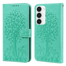 For Samsung Galaxy S23 5G Tree & Deer Pattern Pressed Printing Horizontal Flip Leather Phone Case(Green) For Samsung Galaxy S23 5G Tree & Deer Pattern Pressed Printing Horizontal Flip Leather Phone Case(Green)