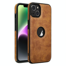 For iPhone 14 Plus Leather Texture Stitching Phone Case(Brown) For iPhone 14 Plus Leather Texture Stitching Phone Case(Brown)