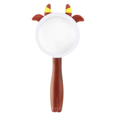 2275 5X/10X Cartoon Animal Handheld Children Science Experiment Magnifying Glass(Coffee Calf)