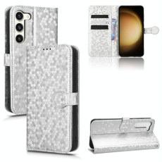 For Samsung Galaxy S23 5G Honeycomb Dot Texture Leather Phone Case(Silver) For Samsung Galaxy S23 5G Honeycomb Dot Texture Leather Phone Case(Silver)