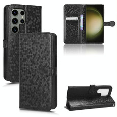 For Samsung Galaxy S23 Ultra 5G Honeycomb Dot Texture Leather Phone Case(Black) For Samsung Galaxy S23 Ultra 5G Honeycomb Dot Texture Leather Phone Case(Black)