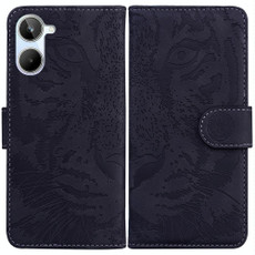 For Realme 10 4G Tiger Embossing Pattern Leather Phone Case(Black)