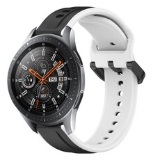 For Samsung Galaxy Watch 46mm 22mm Convex Loop Two-Color Silicone Watch Band(Black+White)