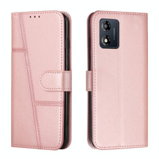 For Motorola Moto E13 Stitching Calf Texture Buckle Leather Phone Case(Rose Gold) For Motorola Moto E13 Stitching Calf Texture Buckle Leather Phone Case(Rose Gold)