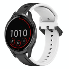 For Garmin Vivoactive4 22mm Convex Loop Two-Color Silicone Watch Band(Black+White)