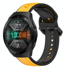 For Huawei Watch GT 2E 22mm Convex Loop Two-Color Silicone Watch Band(Yellow+Black) For Huawei Watch GT 2E 22mm Convex Loop Two-Color Silicone Watch Band(Yellow+Black)