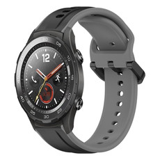 For Huawei Watch 2 20mm Convex Loop Two-Color Silicone Watch Band(Black+Grey) For Huawei Watch 2 20mm Convex Loop Two-Color Silicone Watch Band(Black+Grey)