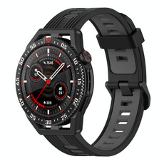 For Garmin Vivoactive4 22mm Vertical Two-Color Silicone Watch Band(Black+Grey)