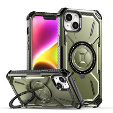For iPhone 14 / 13 Armor Series MagSafe Magnetic Holder Phone Case(Army Green)