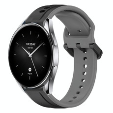 For Xiaomi Watch S2 42mm 22mm Convex Loop Two-Color Silicone Watch Band(Black+Grey)