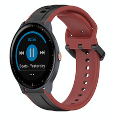 For Garmin Vivoactive3 Music 20mm Convex Loop Two-Color Silicone Watch Band(Black+Red)