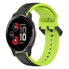 For Garmin Venu 2 Plus 20mm Convex Loop Two-Color Silicone Watch Band(Black+Lime)