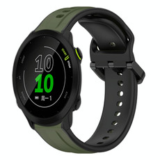 For Garmin Forerunner 158 20mm Convex Loop Two-Color Silicone Watch Band(Dark Green+Black)