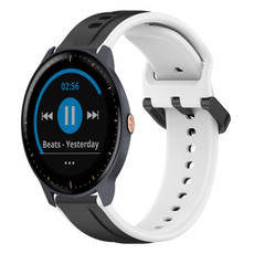 For Garmin Vivoactive3 Music 20mm Convex Loop Two-Color Silicone Watch Band(Black+White)
