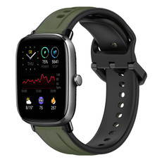 For Amazfit GTS 2 Mini 20mm Convex Loop Two-Color Silicone Watch Band(Dark Green+Black)