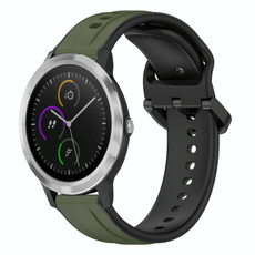 For Garmin Vivoactive3 20mm Convex Loop Two-Color Silicone Watch Band(Dark Green+Black)