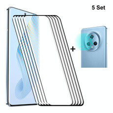 For Honor Magic5 5pcs ENKAY 0.26mm 3D Hot Bending Tempered Glass Full Film with Lens Film