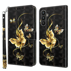 For Samsung Galaxy A34 3D Painted Leather Phone Case(Golden Swallow Butterfly)