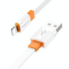 Borofone BX89 USB to 8 Pin Union 2.4A Charging Data Cable, Length:1m(White Orange)