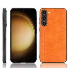 For Samsung Galaxy S23+ 5G Sewing Cow Pattern Skin PC + PU + TPU Phone Case(Orange) For Samsung Galaxy S23+ 5G Sewing Cow Pattern Skin PC + PU + TPU Phone Case(Orange)
