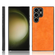 For Samsung Galaxy S23 Ultra 5G Sewing Cow Pattern Skin PC + PU + TPU Phone Case(Orange) For Samsung Galaxy S23 Ultra 5G Sewing Cow Pattern Skin PC + PU + TPU Phone Case(Orange)