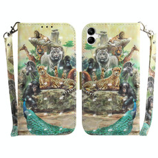 For Samsung Galaxy A04e / F04 / M04 3D Colored Horizontal Flip Leather Phone Case(Zoo)