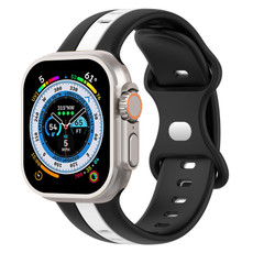 Butterfly Buckle Two-Color Silicone Watch Band For Apple Watch Ultra 49mm(Black+White) Butterfly Buckle Two-Color Silicone Watch Band For Apple Watch Ultra 49mm(Black+White)