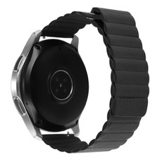 For Coros Apex 46mm/Apex Pro / Ticwatch Pro 3 22mm Magnetic Loop Leather Watch Band(Black)