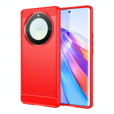 For Honor X9a Brushed Texture Carbon Fiber TPU Phone Case(Red)