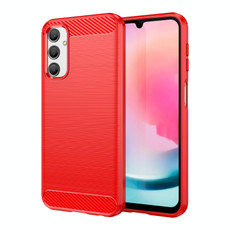 For Samsung Galaxy A24 4G Brushed Texture Carbon Fiber TPU Phone Case(Red) For Samsung Galaxy A24 4G Brushed Texture Carbon Fiber TPU Phone Case(Red)