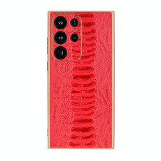 For Samsung Galaxy S23 Ultra 5G Genuine Leather Weilai Series Nano Electroplating Phone Case(Red)