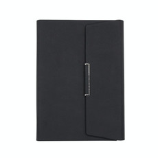 6 Hole Three Fold Loose-leaf Case A5 Business Notebook Office Stationery Notepad(Black)