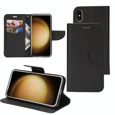 For Samsung Galaxy S22+ 5G Mercury Contrast Color Splicing Leather Phone Case(Black) For Samsung Galaxy S22+ 5G Mercury Contrast Color Splicing Leather Phone Case(Black)