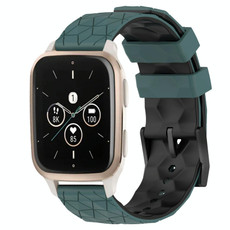 For Garmin Forerunner Sq2 Music 20mm Football Pattern Two-Color Silicone Watch Band(Olive Green + Black)