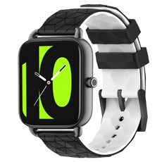 For Xiaomi Haylou RS4 LS12 22mm Football Pattern Two-Color Silicone Watch Band(Black+White)